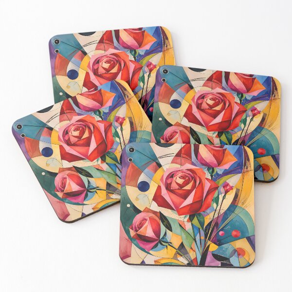 Item preview, Geometric Rose Bouquet – Colorful Abstract Floral Wall Art designed and sold by GutyzDesignsES.