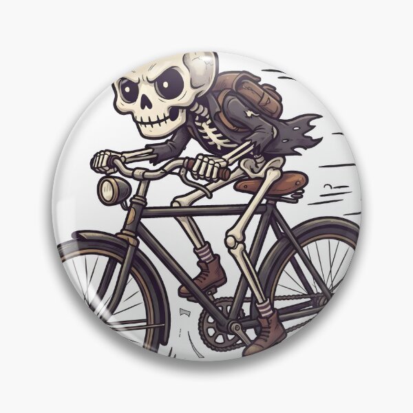 Item preview, Skeleton Cyclist Wearing Cap and Backpack Riding Vintage Bicycle Fast designed and sold by MisteryDesigner.