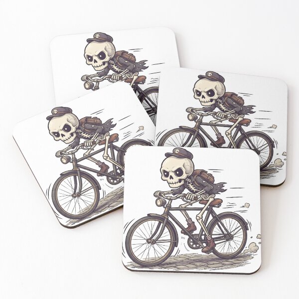 Item preview, Skeleton Cyclist Wearing Cap and Backpack Riding Vintage Bicycle Fast designed and sold by MisteryDesigner.
