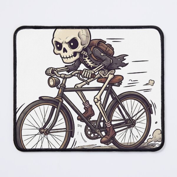 Item preview, Skeleton Cyclist Wearing Cap and Backpack Riding Vintage Bicycle Fast designed and sold by MisteryDesigner.