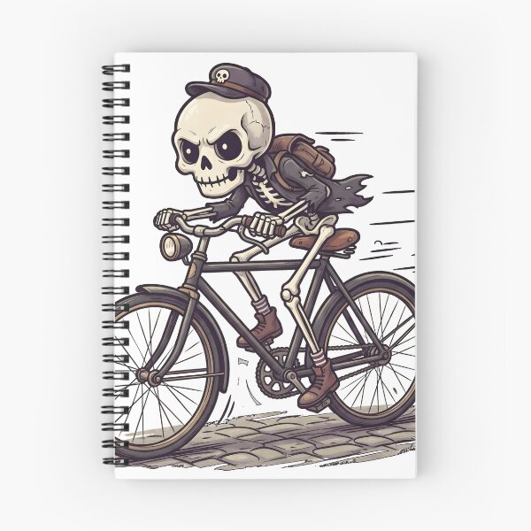 Item preview, Skeleton Cyclist Wearing Cap and Backpack Riding Vintage Bicycle Fast designed and sold by MisteryDesigner.