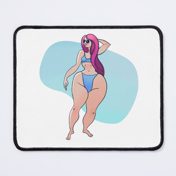 Item preview, Summer Beach Babe with Pink Hair Illustration (Plus Size & Body Positivity Art) designed and sold by NataliRubchik.