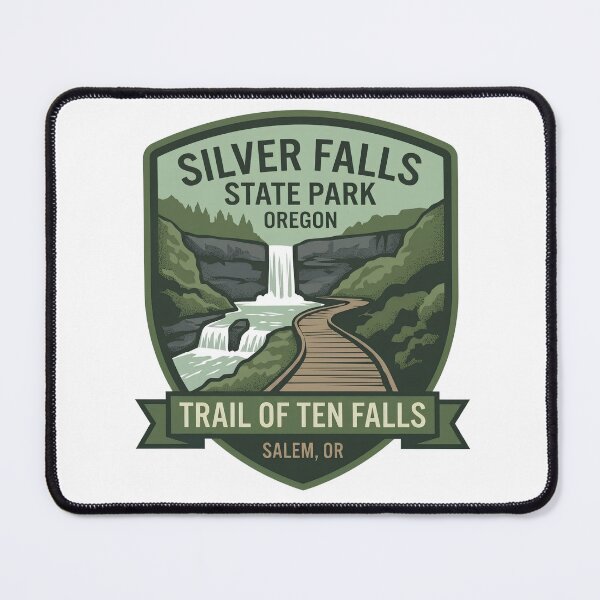 Item preview, Silver Falls State Park Trail of Ten Falls Oregon Hiking Shield designed and sold by LittleArij.