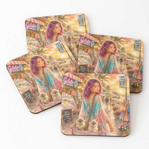 Item preview, Sunny Beach vacation with cats designed and sold by AnjaSarahArt.
