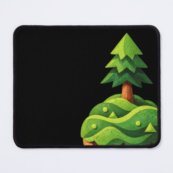 Item preview, Spruce on a floating island – Green geometric nature art designed and sold by Mediatoni.