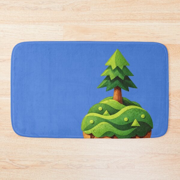 Item preview, Spruce on a floating island – Green geometric nature art designed and sold by Mediatoni.