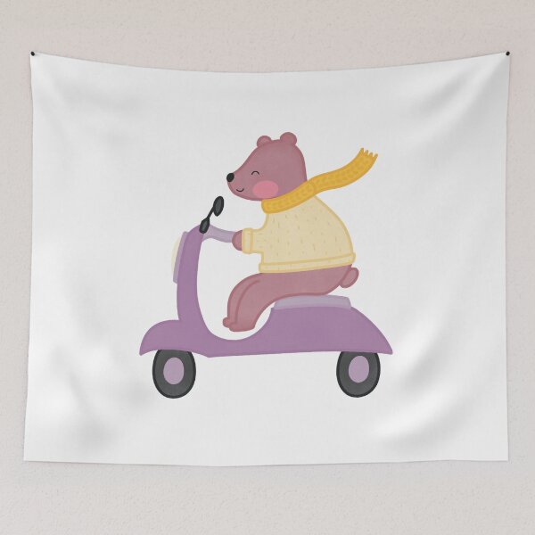 Item preview, Cute Bear on a Scooter designed and sold by winterpumpkin.