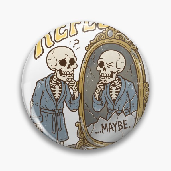 Item preview, Skeleton in Bathrobe Looking at Winking Reflection in Cracked Standing Mirror designed and sold by MisteryDesigner.