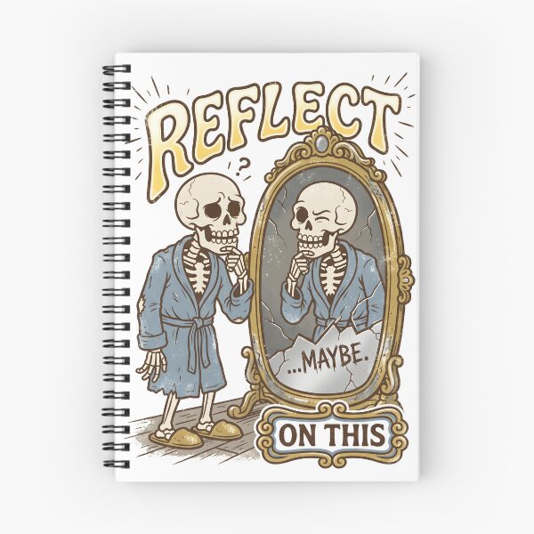 Item preview, Skeleton in Bathrobe Looking at Winking Reflection in Cracked Standing Mirror designed and sold by MisteryDesigner.
