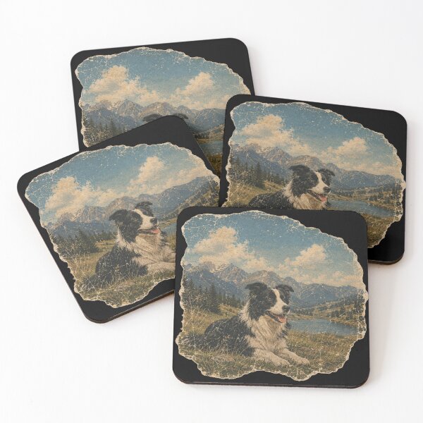 Item preview, Retro Border Collie Mountain Landscape designed and sold by Bartas2026.