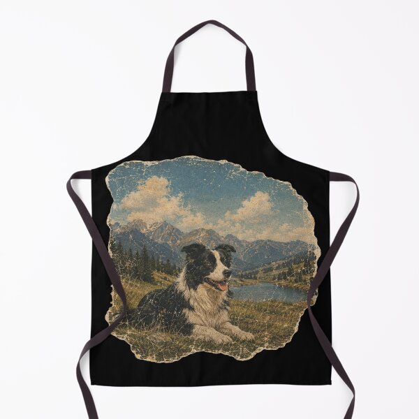 Item preview, Retro Border Collie Mountain Landscape designed and sold by Bartas2026.