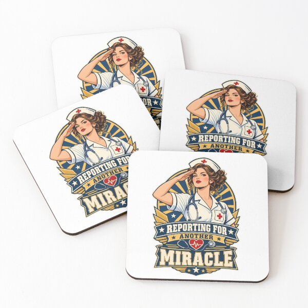 Item preview, Reporting For Another Miracle Nurse Poster Shirt | Vintage Propaganda Nurse Tee | Nurse Appreciation Gift | Retro Poster designed and sold by Moonveil_Studio.