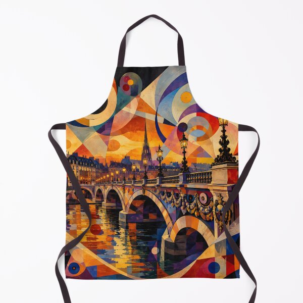 Item preview, Geometric European Cityscape – Colorful Bridge Sunset Wall Art designed and sold by GutyzDesignsES.