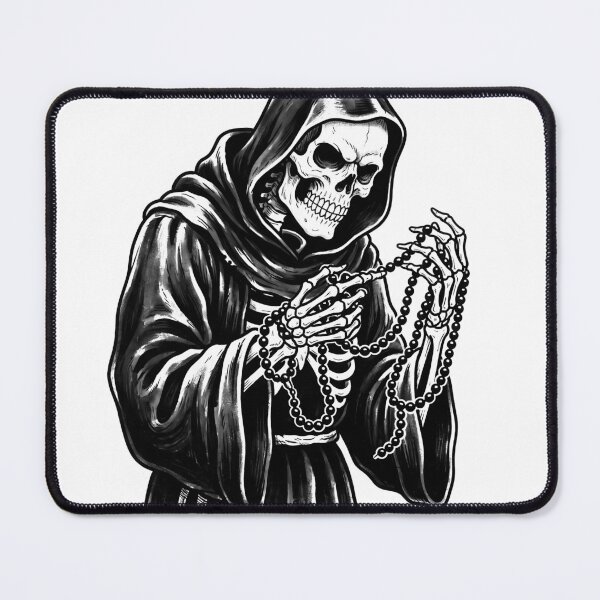 Item preview, Hooded Grim Reaper Praying with Dark Rosary Prayer Beads designed and sold by MisteryDesigner.