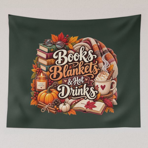 Item preview, Books Blankets & Hot Drinks – Cozy Autumn Book Lover Design designed and sold by astersgraphics.