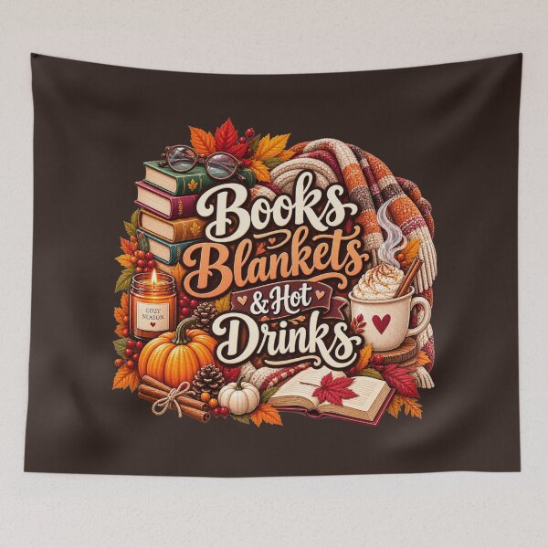 Item preview, Books Blankets & Hot Drinks – Cozy Autumn Book Lover Design designed and sold by astersgraphics.