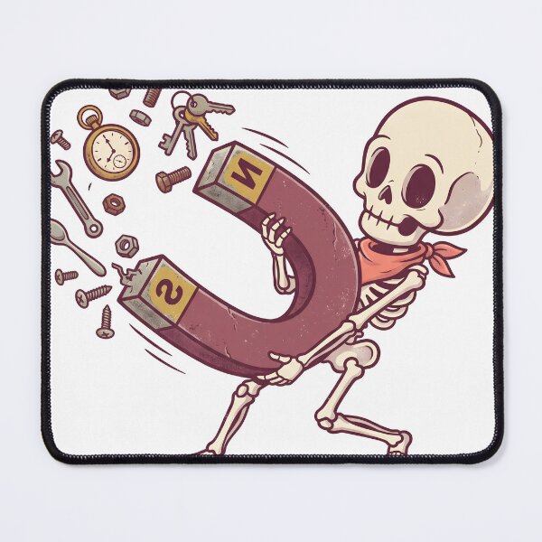 Item preview, Skeleton Holding Giant Horseshoe Magnet Attracting Metal Keys Tools Pocket Watch designed and sold by MisteryDesigner.