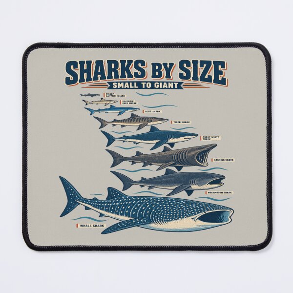 Item preview, Sharks by Size for Marine Biology Fans designed and sold by POD DYNASTY | Original Print On Demand T-Shirt Graphics.