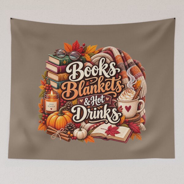 Item preview, Books Blankets & Hot Drinks – Cozy Autumn Book Lover Design designed and sold by astersgraphics.