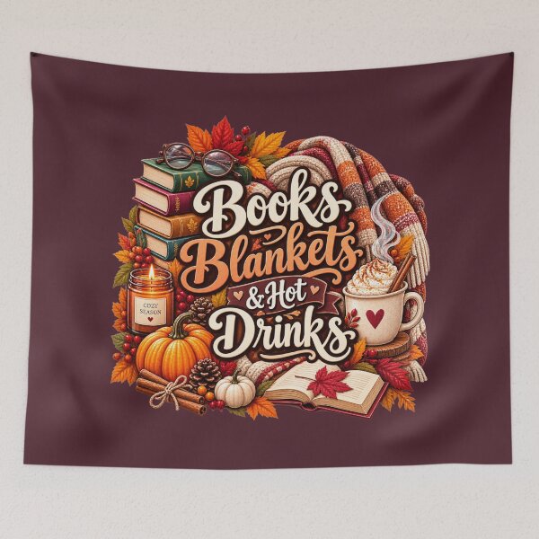 Item preview, Books Blankets & Hot Drinks – Cozy Autumn Book Lover Design designed and sold by astersgraphics.