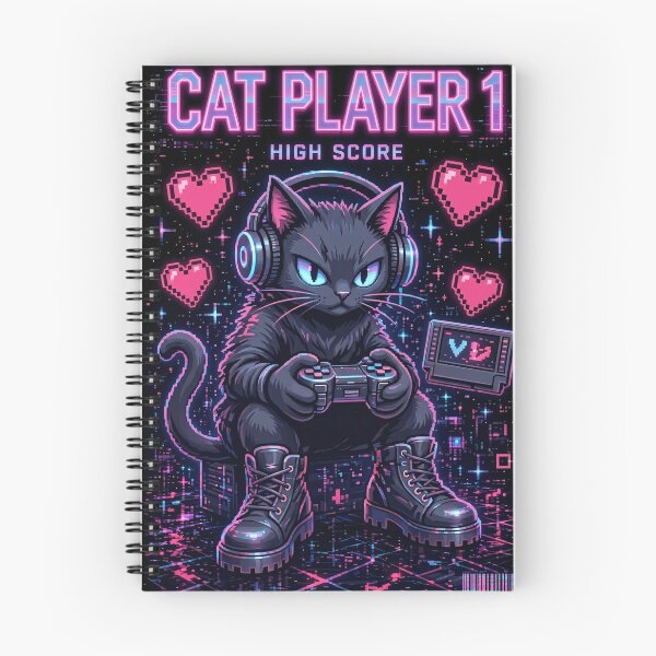 Item preview, Cat Player 1 - Retro Gamer Cat designed and sold by thirtyonestars.