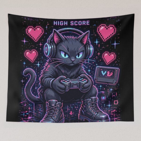Item preview, Cat Player 1 - Retro Gamer Cat designed and sold by thirtyonestars.