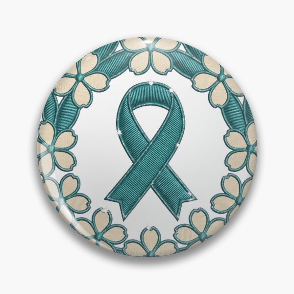 Item preview, Ovarian Cancer Awareness Teal Ribbon Embroidery Design designed and sold by Ninjacatoff.