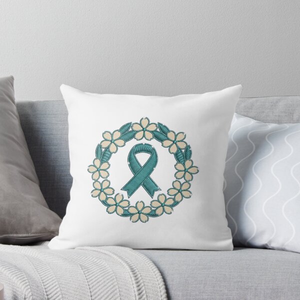 Item preview, Ovarian Cancer Awareness Teal Ribbon Embroidery Design designed and sold by Ninjacatoff.