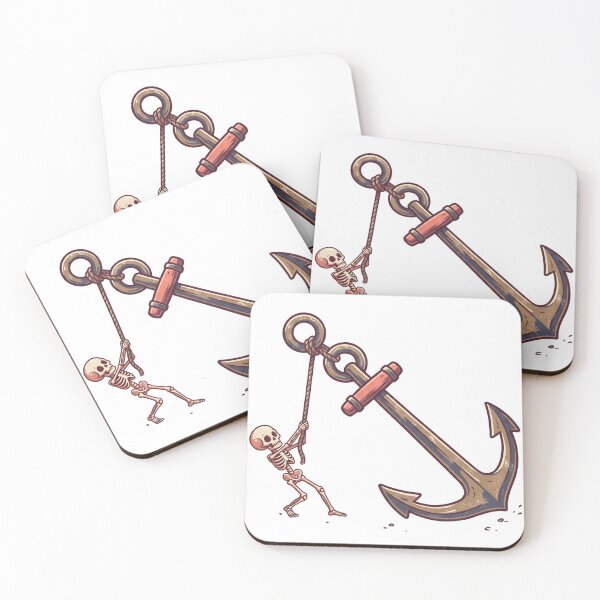 Item preview, Tiny Skeleton Pulling Giant Nautical Boat Anchor with Rope designed and sold by MisteryDesigner.