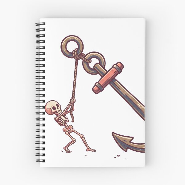 Item preview, Tiny Skeleton Pulling Giant Nautical Boat Anchor with Rope designed and sold by MisteryDesigner.