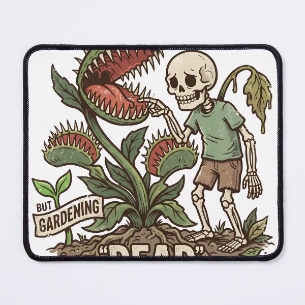 Item preview, Skeleton Gardener in T-Shirt Touching Giant Venus Flytrap Plant designed and sold by MisteryDesigner.