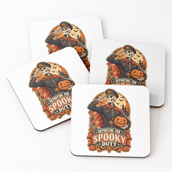 Item preview, Reporting For Spooky Duty Skeleton Poster Shirt | Vintage Propaganda Halloween Tee | Spooky Season Gift | Retro Poster designed and sold by Gremlin Hours.