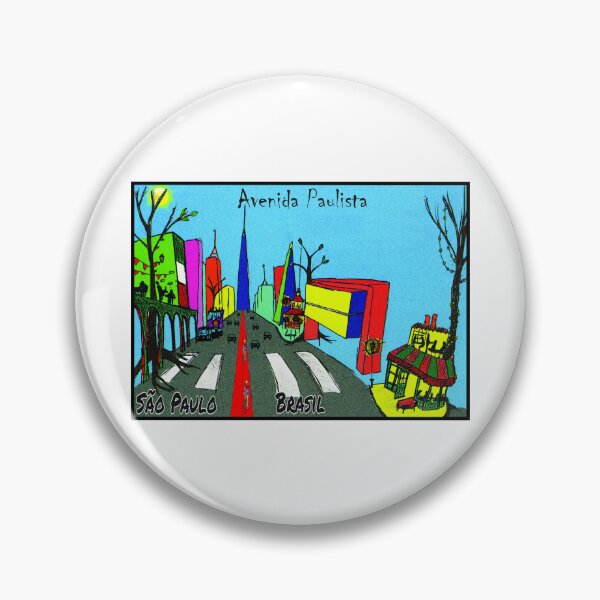 Item preview, Avenida Paulista Cartoon Naive Art - Colorful Street Scene Sao Paulo Brazil designed and sold by Sampa In Focus.
