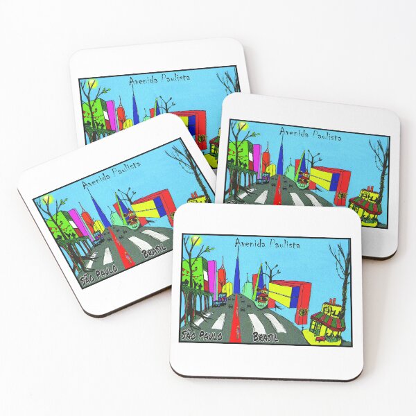 Item preview, Avenida Paulista Cartoon Naive Art - Colorful Street Scene Sao Paulo Brazil designed and sold by Sampa In Focus.