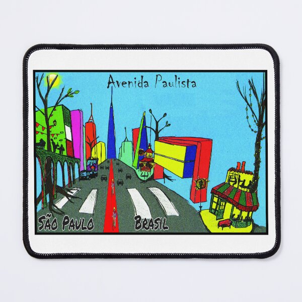 Item preview, Avenida Paulista Cartoon Naive Art - Colorful Street Scene Sao Paulo Brazil designed and sold by Sampa In Focus.