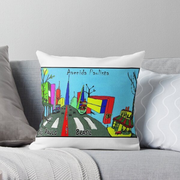 Item preview, Avenida Paulista Cartoon Naive Art - Colorful Street Scene Sao Paulo Brazil designed and sold by City Tour Collection.