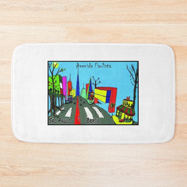 Item preview, Avenida Paulista Cartoon Naive Art - Colorful Street Scene Sao Paulo Brazil designed and sold by Sampa In Focus.