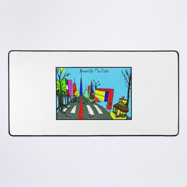 Item preview, Avenida Paulista Cartoon Naive Art - Colorful Street Scene Sao Paulo Brazil designed and sold by City Tour Collection.