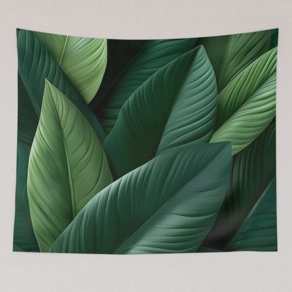 Item preview, Tropical Leaves Dark Green Layered Jungle Foliage designed and sold by Nine Lives Studio.