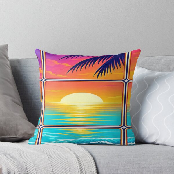 Item preview, Retro Sunset Beach Grid Tropical Ocean Summer Art designed and sold by DailySparks.