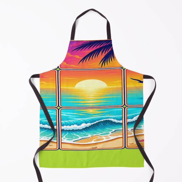 Item preview, Retro Sunset Beach Grid Tropical Ocean Summer Art designed and sold by DailySparks.