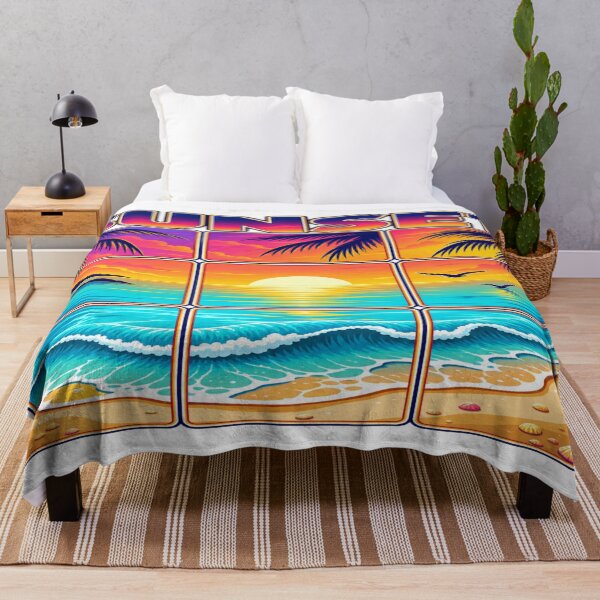 Item preview, Retro Sunset Beach Grid Tropical Ocean Summer Art designed and sold by DailySparks.