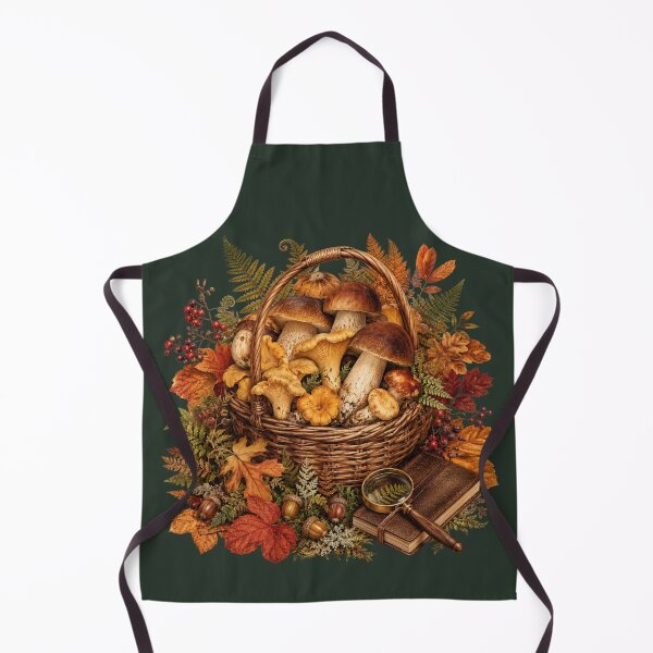 Item preview, Woodland Harvest – Autumn Mushroom Forager Botanical Art designed and sold by astersgraphics.