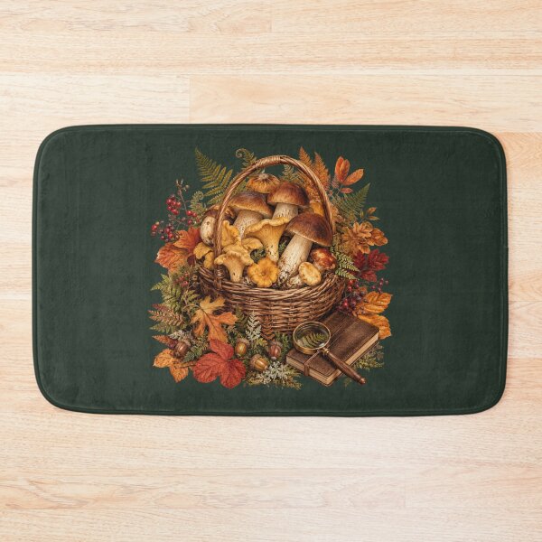 Item preview, Woodland Harvest – Autumn Mushroom Forager Botanical Art designed and sold by astersgraphics.