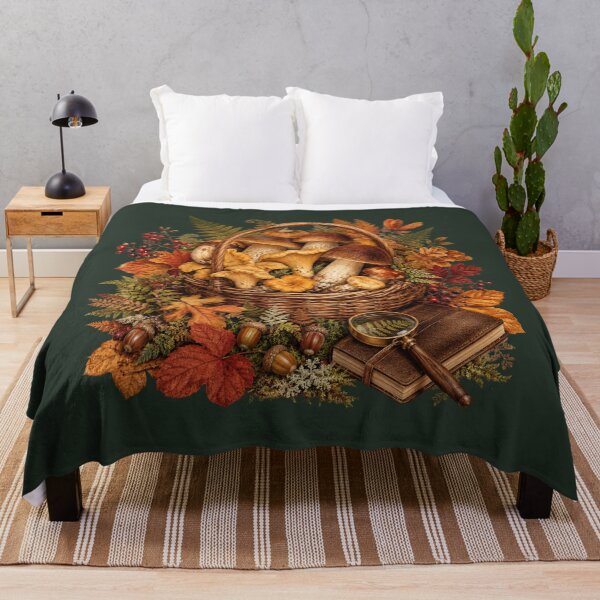 Item preview, Woodland Harvest – Autumn Mushroom Forager Botanical Art designed and sold by astersgraphics.
