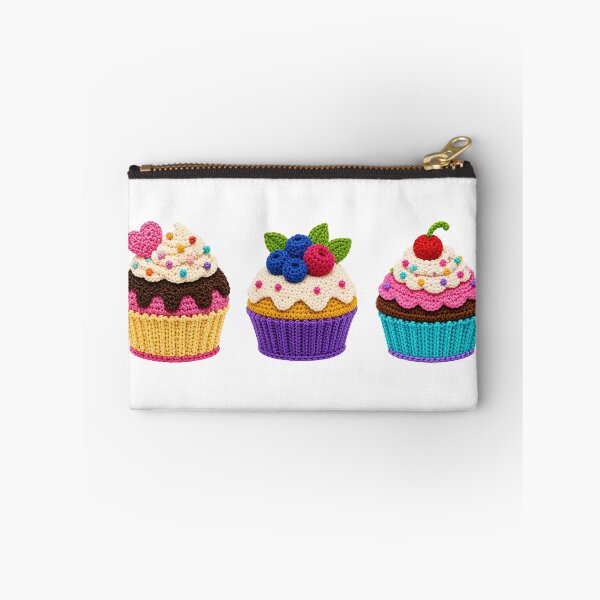 Item preview, 3 Retro Crochet-Style Cupcakes Print Shapes Mania designed and sold by Shapes-Mania.