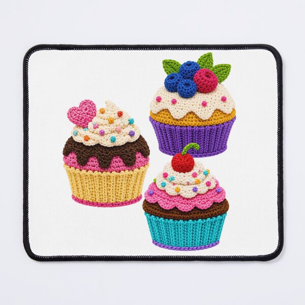 Item preview, 3 Retro Crochet-Style Cupcakes Print Shapes Mania designed and sold by Shapes-Mania.