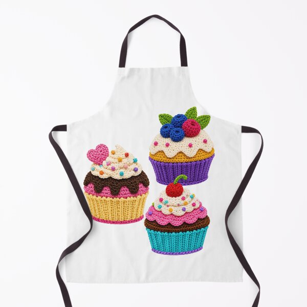 Item preview, 3 Retro Crochet-Style Cupcakes Print Shapes Mania designed and sold by Shapes-Mania.