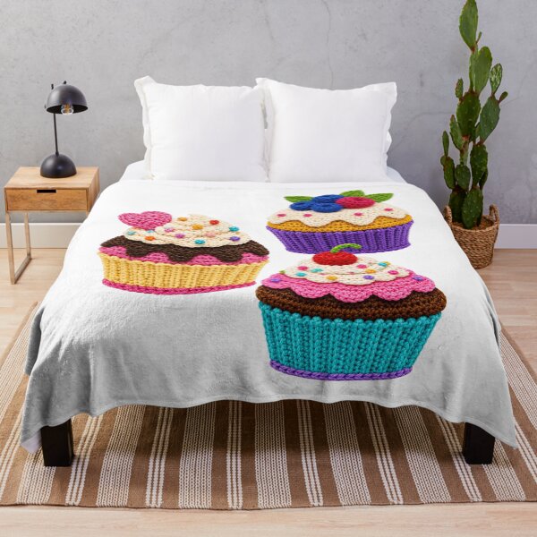 Item preview, 3 Retro Crochet-Style Cupcakes Print Shapes Mania designed and sold by Shapes-Mania.