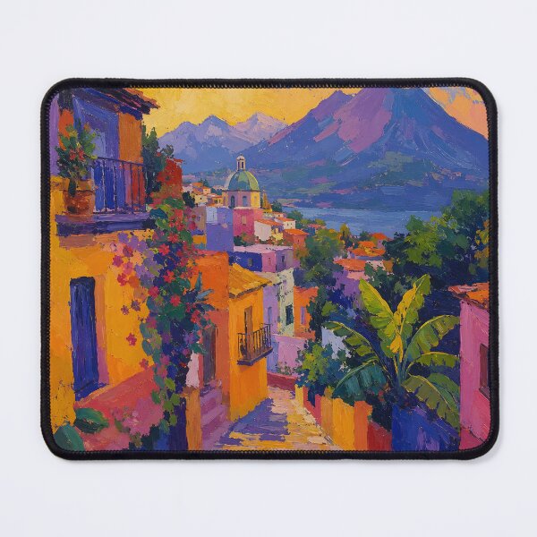 Item preview, Colorful Mediterranean Village Wall Art – Coastal Mountain Town Travel Print designed and sold by GutyzDesignsES.